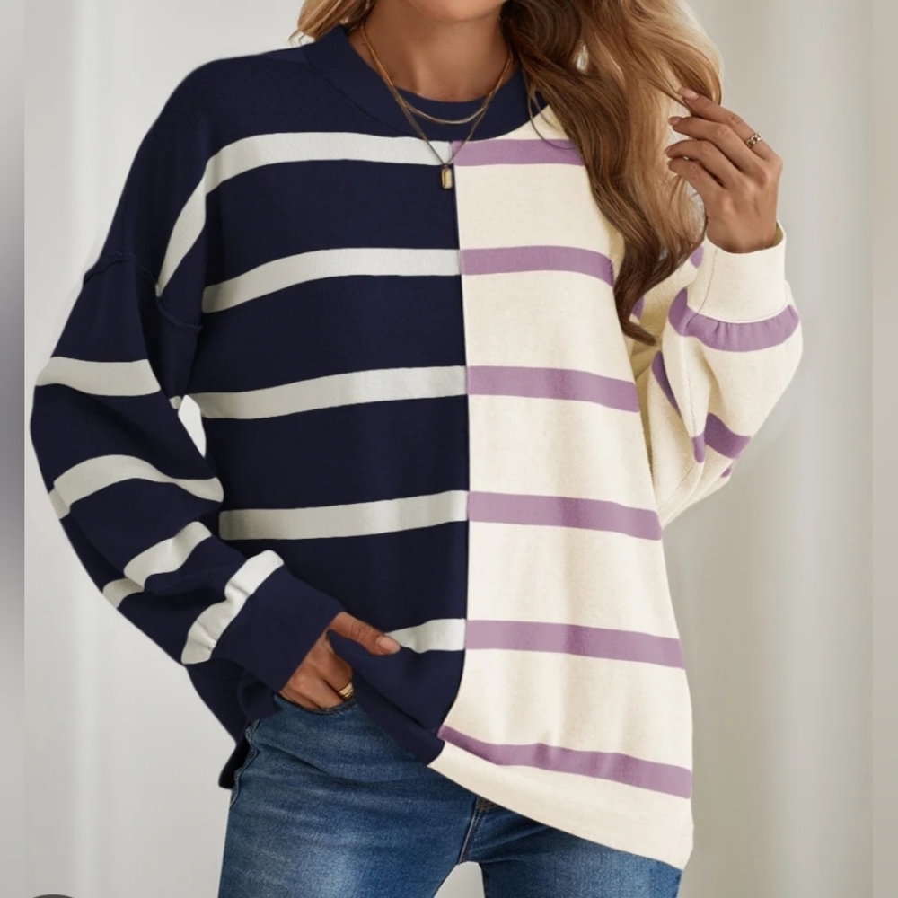 Free People Uptown Stripe Oversized Pullover. Sweater